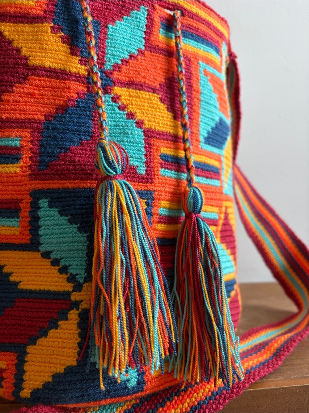 Authentic Handmade Colombian Mochila Wayuu Tribal Bucket Bag